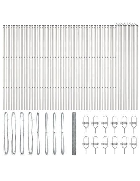Recinzione Esagonale  1.6x100 m Acciaio Galvanizzato, Pali per Recinzione  13 pc Ø32 mm 210 cm Acciaio Galvanizzato