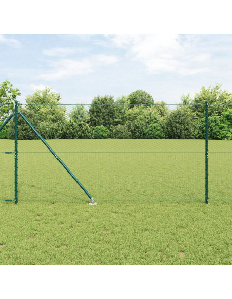 Recinzione Esagonale  Verde 1.4x10 m Acciaio, Pali per Recinzione  con Picchetto 7 pz Ø32 mm 160 cm Acciaio Galvanizzato