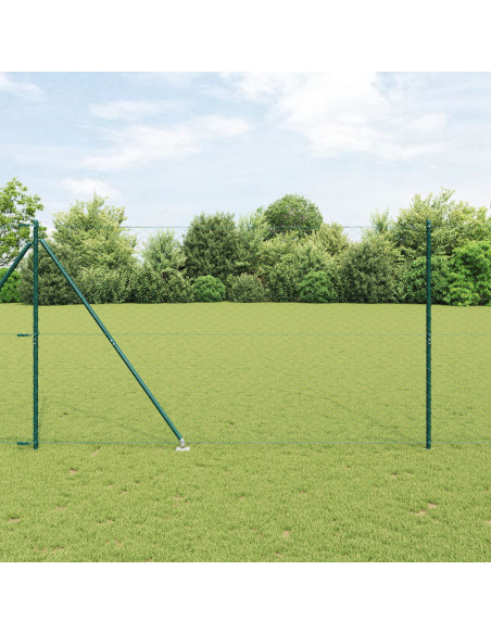 Recinzione Esagonale  Verde 1.6x10 m in Acciaio, Pali per Recinzione  con Punta 7 pezzi Ø32 mm 180 cm in Acciaio Zincato