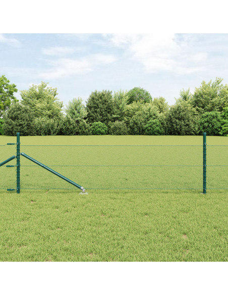 Recinzione Esagonale  Verde 0.4x25 m Acciaio, Pali per Recinzione  con Picchetto 13 pz Ø32 mm 60 cm Acciaio Zincato