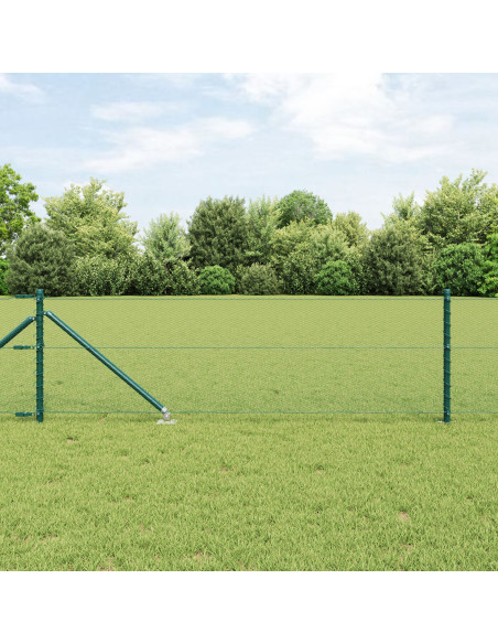 Recinzione Esagonale  Verde 0,6x25 m in Acciaio, Pali di Recinzione  con Picchetto 13 pezzi Ø32 mm 80 cm in Acciaio Zincato