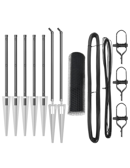 Recinzione Esagono  Grigia 0.5x10 m Acciaio, Posti per Recinzione  con Punta 7 pz Ø32 mm 80 cm Acciaio Galvanizzato