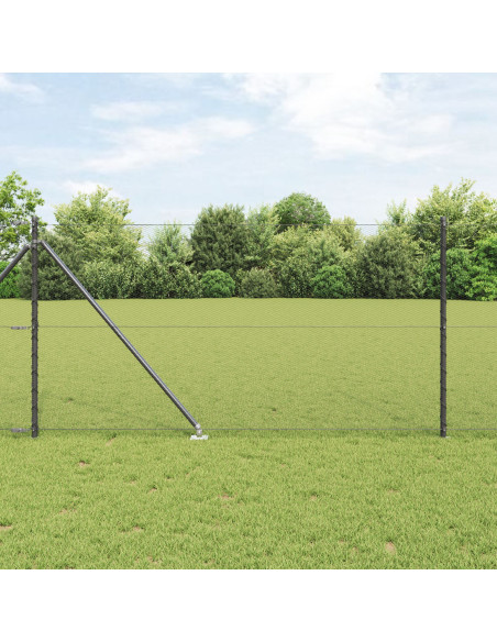 Recinzione Esagonale  Grigio 1x10 m Acciaio, Pali di Recinzione  con Punta 7 pz Ø32 mm 120 cm Acciaio Zincato