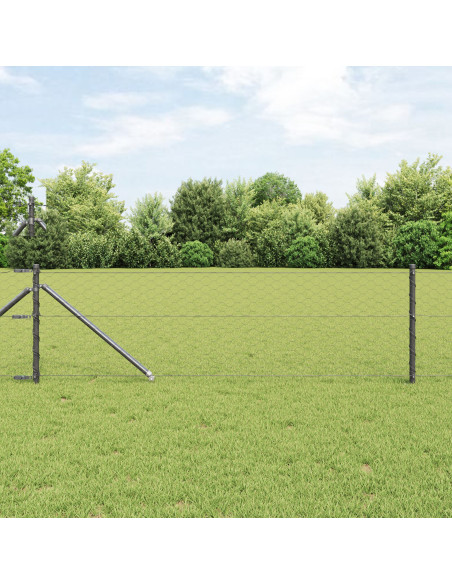 Recinzione esagonale  grigia 0.6x100 m in acciaio, Posto per recinzione  con picchetto 13 pcs Ø32 mm 80 cm in acciaio zincato