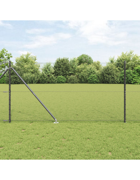 Recinzione Esagonale  Grigia 1,2x100 m Acciaio, Pali per Recinzione  con Punta 13 pz Ø32 mm 140 cm Acciaio Galvanizzato