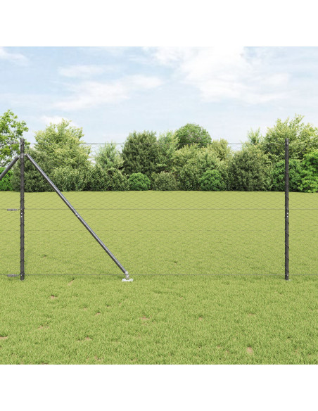 Recinzione Esagonale  Grigia 1.2x100 m Acciaio, Pali per Recinzione  con Punta 13 pz Ø32 mm 140 cm Acciaio Zincato