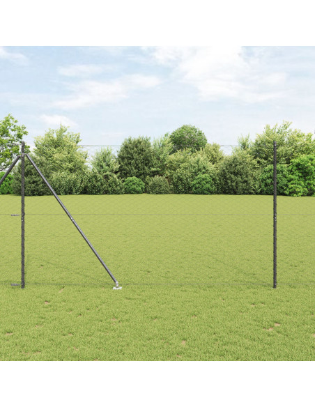 Recinto Esagonale  Grigio 1,6x100 m Acciaio, Posti da Recinto  con Picchetto 13 pz Ø32 mm 180 cm Acciaio Zincato