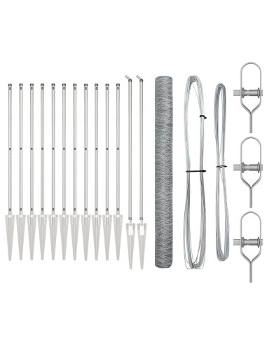 Palo della recinzione Argento 25 x 1,5 m (rete 36 mm) Acciaio