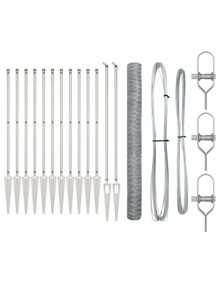 Set di Recinzione Set di 2 Acciaio Zincato 25 x 1.5 m Durevole