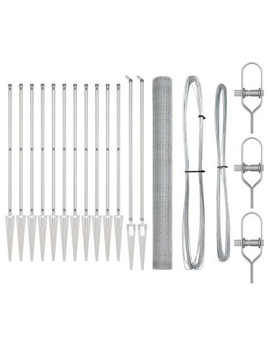 Palo della recinzione Argento 25 x 1,6 m (maglia da 13 mm)