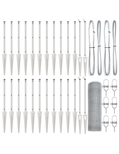 Palo della recinzione Argento 50 x 1 m (rete 25 mm) Acciaio