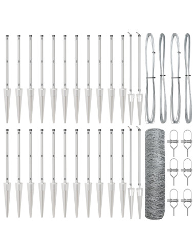 Palo della recinzione Argento 50 x 1 m (griglia 50 mm) Acciaio