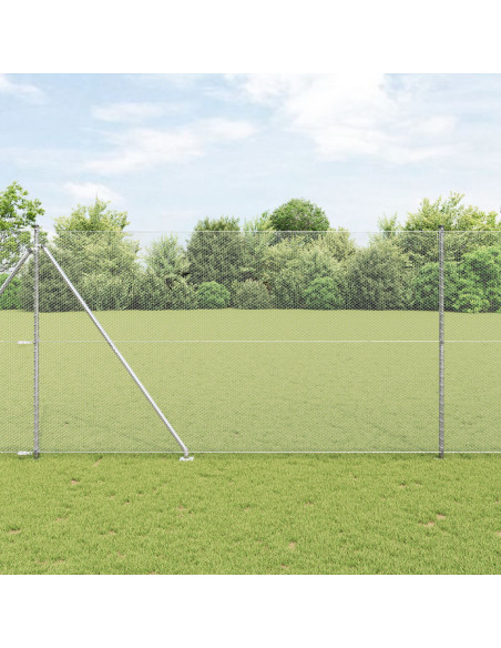 Recinto Esagonale  1.6x50 m Acciaio Zincato, Pali di Recinzione  con Punta 13 pcs Ø32 mm 180 cm Acciaio Zincato