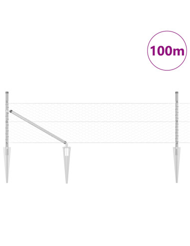 Palo della recinzione Argento 100 x 0,8 m (rete da 36 mm)