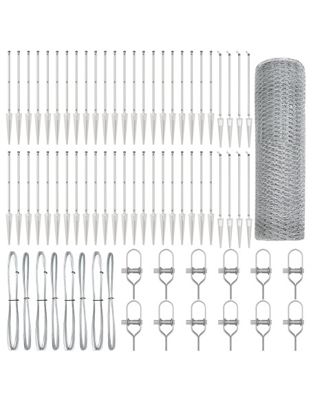 Recinto Esagonale  1x100 m Acciaio Zincato, Pali per Recinto  con Punta 13 pcs Ø32 mm 120 cm Acciaio Zincato