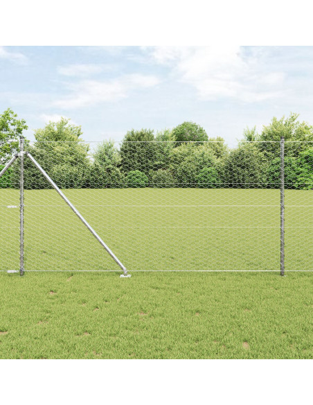 Recinzione Esagonale  1,2x100 m Acciaio Zincato, Pali di Recinzione  con Punta 13 pz Ø32 mm 140 cm Acciaio Zincato