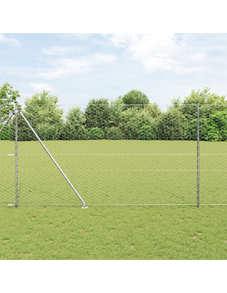 Cancello Esagonale  1,6x100 m Acciaio Zincato, Posti per Cancello  con Ancora 13 pz Ø32 mm 180 cm Acciaio Zincato
