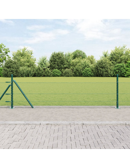 Recinzione Esagonale Verde 0.4x25 m in Acciaio, pali di recinzione  con basi 13 pcs Ø32mm 50cm in Acciaio Zincato