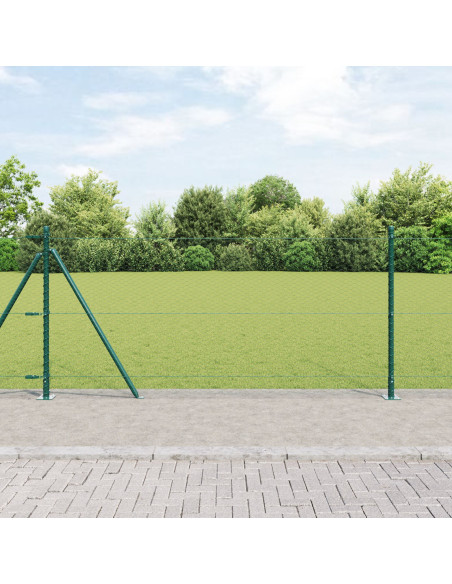 Recinzione esagonale  Verde 0.8x100 m Acciaio, Pali per Recinzione  con Piastra di Base 13 pz Ø32mm 90cm Acciaio Zincato