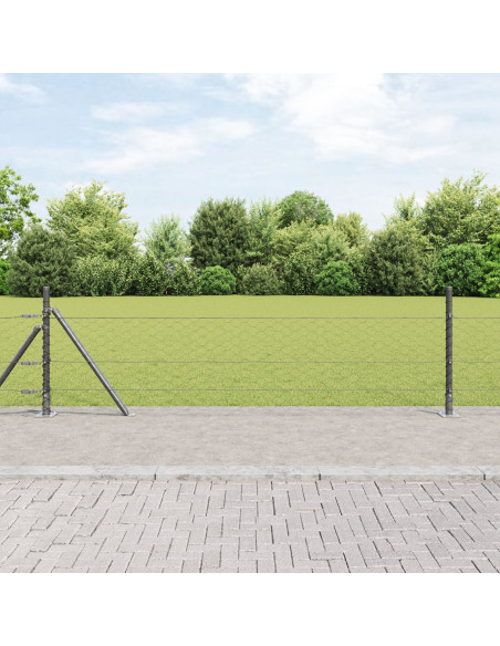 Recinzione Hexagon  Grigia 0.5x10 m Acciaio, Posti di Recinzione  con Pannelli di Base 7 pcs Ø32mm 70cm Acciaio Galvanizzato