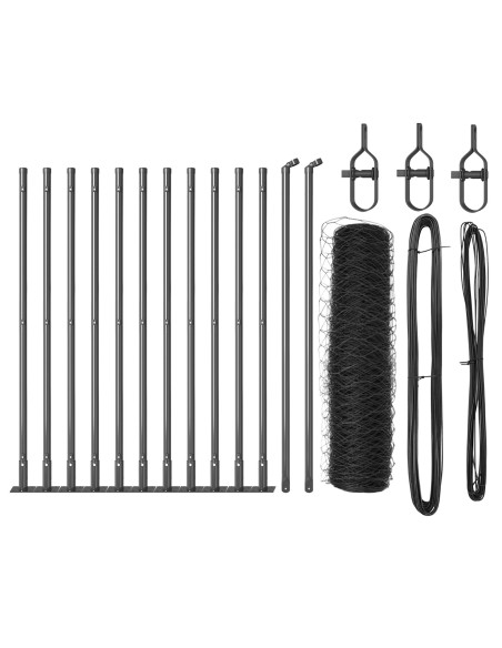 Recinzione Esagonale  Grigio 0.6x25 m Acciaio, Pali di Recinzione  con Piastra di Base 13 pcs Ø32mm 70cm Acciaio Galvanizzato