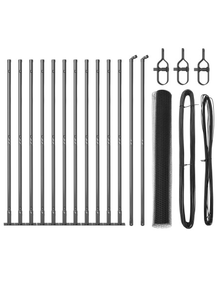 Recinzione esagonale  grigia 0.8x25 m in acciaio, Pali di recinzione  con piastre di base 13 pz Ø32mm 90cm in acciaio galvanizz