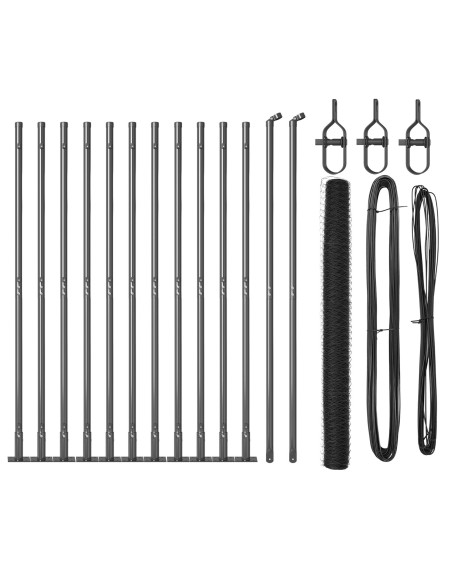 Recinzione Esagonale  Grigia 1.4x25 m Acciaio, Pali di Recinzione  con Piaste di Base 13 pcs Ø32mm 78.5cm Acciaio Zincato