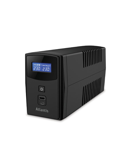 UPS ATLANTIS A03-S1000P 1000VA (600W) One Power Stepwave Line Interactive V-OUT 200-253Vac Batteria 12V 9A/H AVR Display LCD