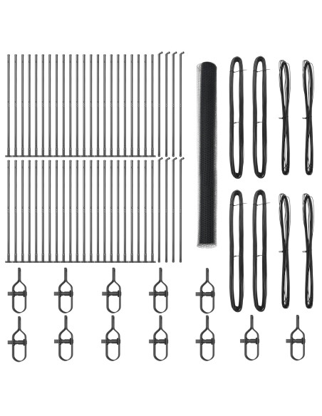 Recinzione esagonale  grigia 1.5 x 100 m in acciaio, Pali di recinzione  con piastre di base 13 pcs Ø32mm 83.5cm acciaio zincat
