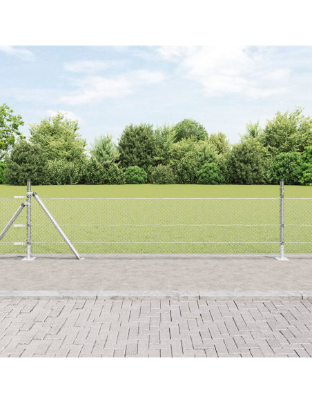 Recinzione Esagonale  0.5x10 m in Acciaio Zincato, Pali della recinzione  con basi 7 pcs Ø32mm 70cm in Acciaio Zincato