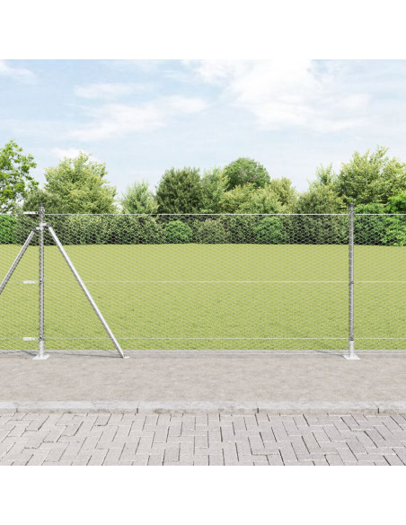 Recinzione Esagonale  0.8x10 m Acciaio Zincato, Pali per Recinzione  con Piastra di Base 7 pcs Ø32mm 90cm Acciaio Zincato