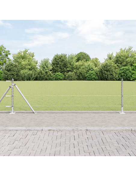 Recinzione Esagonale  0,6x25 m Acciaio Zincato, Pali di Recinzione  con Piastra di Base 13 pz Ø32mm 70cm Acciaio Zincato