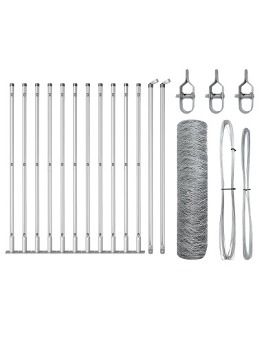 Palo della recinzione Argento 25 x 0,6 m (rete 50 mm) Acciaio