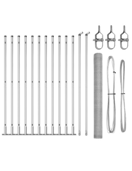 Recinzione Esagonale  1,4x25 m Acciaio Zincato, Pali per Recinzione  con Piastra di Base 13 pcs Ø32mm 78,5cm Acciaio Zincato