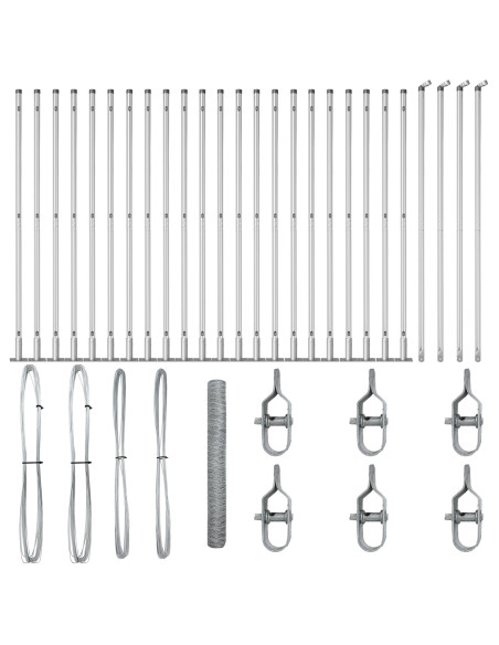 Recinto Esagonale  1,2x50 m Acciaio Zincato, Pali per Recinto  con Piattaforme di Base 13 pcs Ø32mm 68,5cm Acciaio Zincato