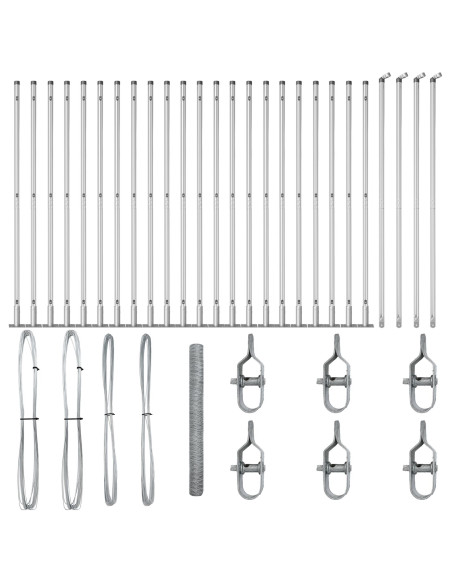 Recinzione Esagonale  1.6 x 50 m in Acciaio Zincato, Pali per Recinzione  con Piastrine di Base 13 pcs Ø32mm 88.5cm in Acciaio 