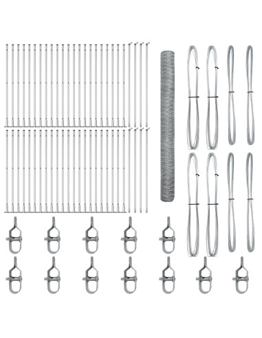 Palo della recinzione Argento 100 x 1,6 m (rete 50 mm) Acciaio