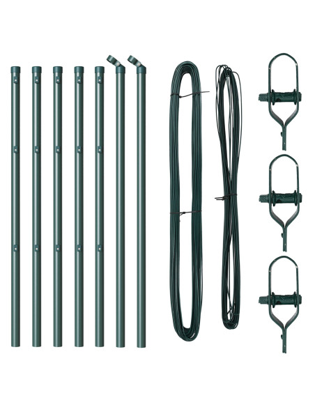 Posts per Recinzione  7 pz Verde Ø32 mm 100 cm Acciaio Galvanizzato