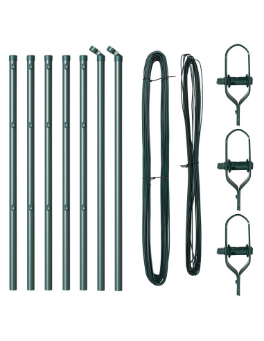 Palo della recinzione 7 pcs Verde Acciaio