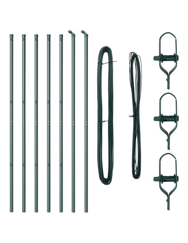 Palo della recinzione 7 pcs Verde Acciaio