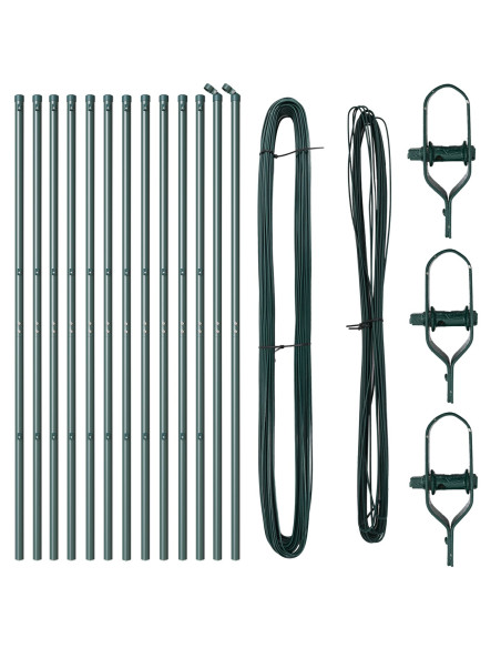 Posti per Recinzione 13 pz Verde Ø32 mm 210 cm Acciaio Zincato