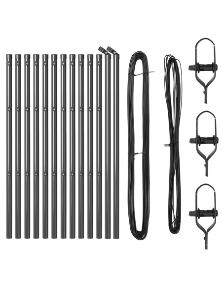 Posto per recinzione  13 pcs Grigio Ø32 mm 80 cm Acciaio Zincato