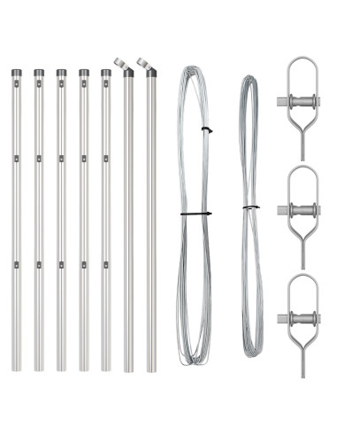 Palo della recinzione 7 pcs Argento Acciaio