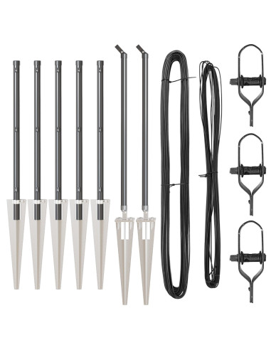 Palo della recinzione 7 pcs Grigio Acciaio