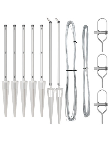 Palo della recinzione 7 pcs Argento Acciaio