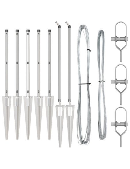 Palo della recinzione 7 pcs Argento Acciaio