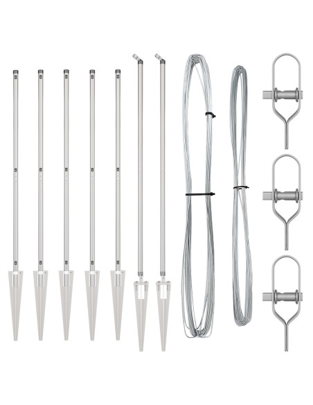 Pali di recinzione  con punta 7 pezzi Ø32 mm 140 cm Acciaio zincato
