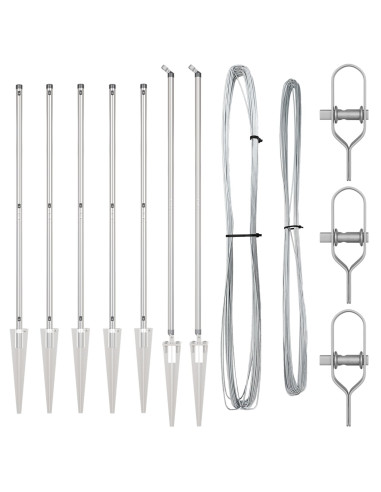 Palo della recinzione 7 pcs Argento Acciaio