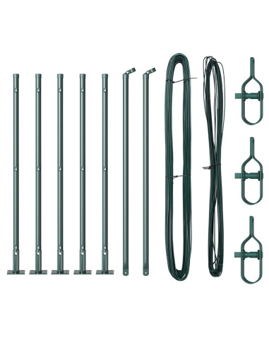 Palo della recinzione 7 pcs Verde Acciaio