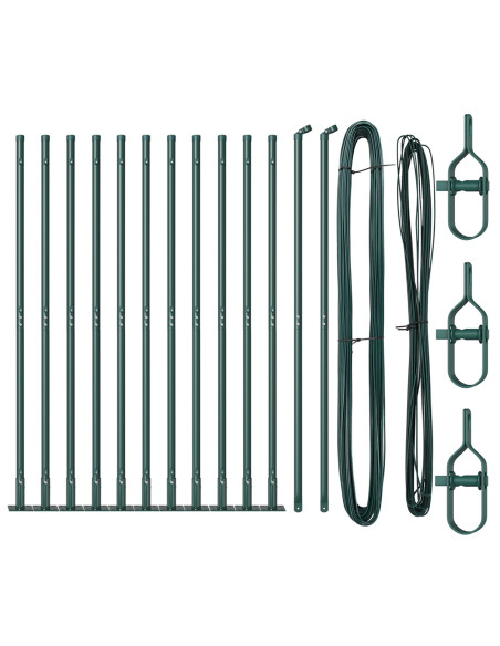 Pali di recinzione  con basi 13 pcs Ø32mm 88,5cm in acciaio zincato